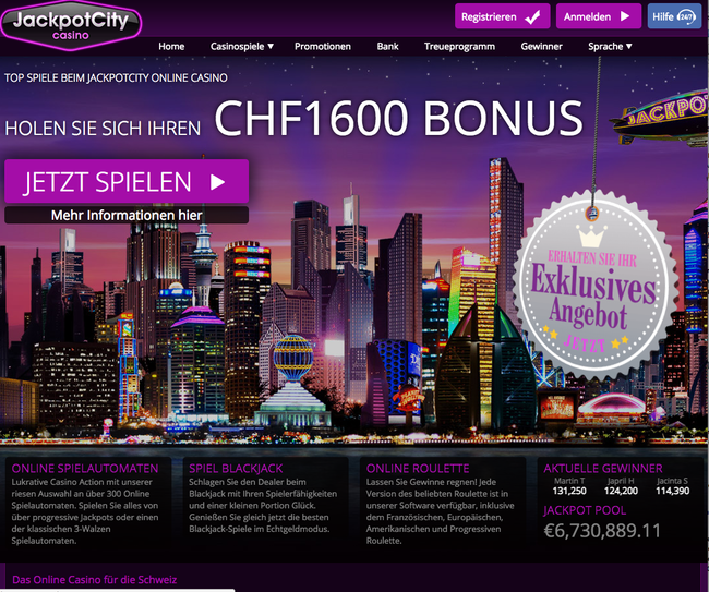 Jackpot City Casino website